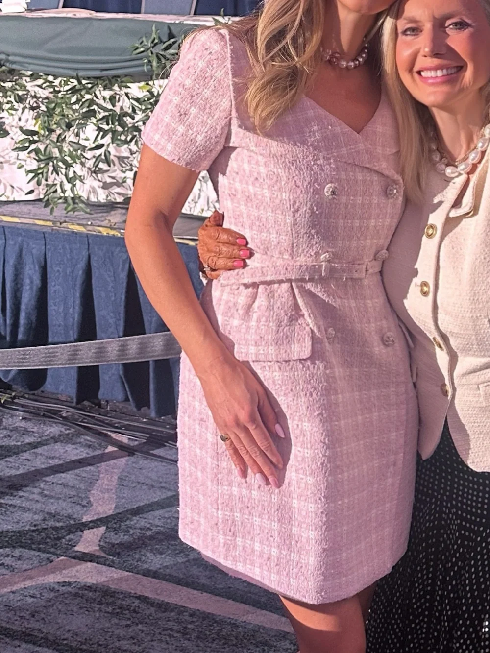 Self-Portrait Pink Bouclé Off-Shoulder Mini Dress
